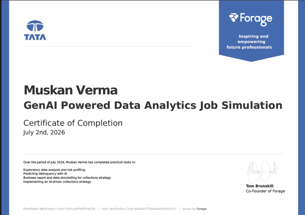 Tata GenAI Powered Data Analytics Certificate